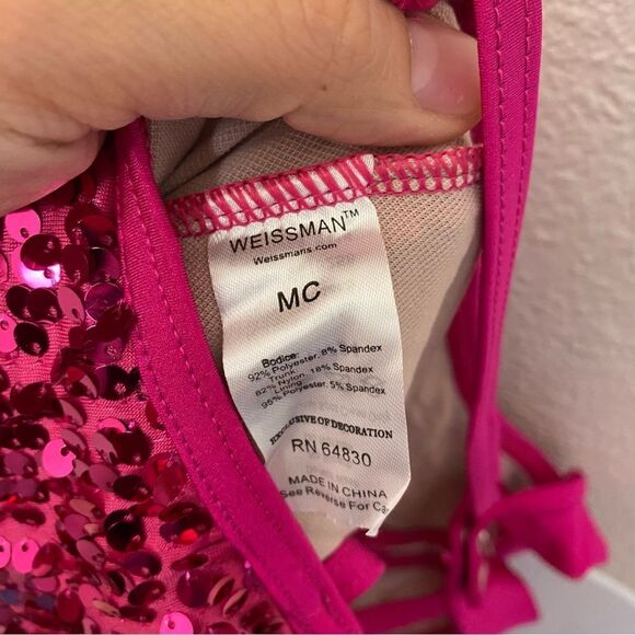 Weissman Balera Dance costume hot pink sassy fringe dress Hair 11734 MC child - Picture 8 of 12